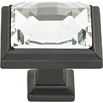 Atlas Homewares Legacy Crystal 1-1/4" (32mm) Square Cabinet Knob (Black)