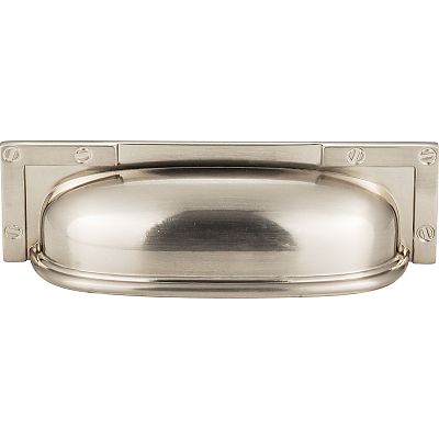 Atlas Homewares Campaign 3-3/4" (96mm) Center-to-Center Bracket Cabinet Bin/Cup Pull (Brushed Nickel)