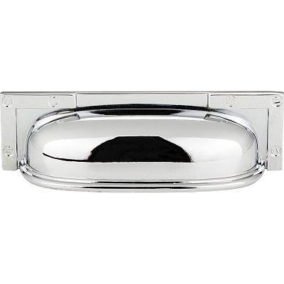 Atlas Homewares Campaign 3-3/4" (96mm) Center-to-Center Bracket Cabinet Bin/Cup Pull (Polished Chrome)