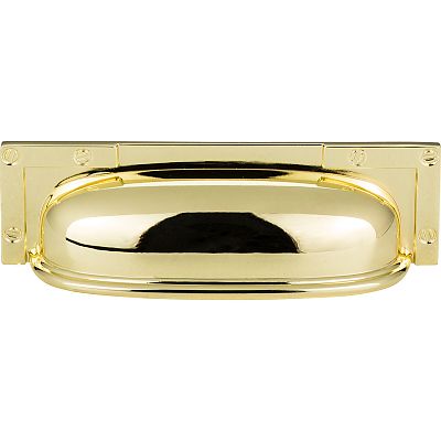 Atlas Homewares Campaign 3-3/4" (96mm) Center-to-Center Bracket Cabinet Bin/Cup Pull (Polished Brass)