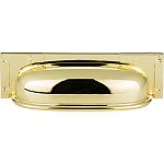 Atlas Homewares Campaign 3-3/4" (96mm) Center-to-Center Bracket Cabinet Bin/Cup Pull (Polished Brass)