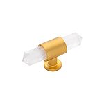 Belwith Keeler Bijou Aura 2-3/4" (70mm) Crystal Cabinet T-Knob (Brushed Golden Brass)
