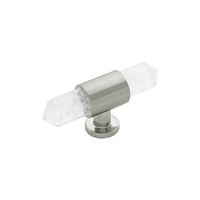 Belwith Keeler Bijou Aura 2-3/4" (70mm) Crystal Cabinet T-Knob (Satin Nickel)