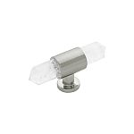 Belwith Keeler Bijou Aura 2-3/4" (70mm) Crystal Cabinet T-Knob (Satin Nickel)