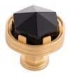 Belwith Keeler Chrysalis 1-3/16" (30mm) Cabinet Knob (Opaque Black Glass/Brushed Golden Brass)
