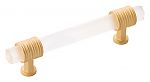 Belwith Keeler Chrysalis 3-3/4" (96mm) Center-to-Center Cabinet Pull (Frosted Glass/Brushed Golden Brass)
