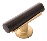 Belwith Keeler Firenze 2-1/2" (64mm) Cabinet T-Knob (Black Marble/Brushed Golden Brass)