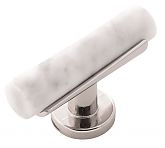 Belwith Keeler Firenze 2-1/2" (64mm) Cabinet T-Knob (White Marble/Polished Nickel)
