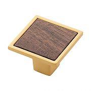 Belwith Keeler Fuse 1-7/16" (37mm) Cabinet Knob (Brushed Golden Brass/Walnut)