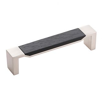 Belwith Keeler Fuse 5" (128mm) Center-to-Center Cabinet Pull (Satin Nickel/Black Wood)