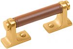 Belwith-Keeler Reserve 3" (76mm) Center-to-Center Cabinet Pull (Brushed Golden Brass with Brown Leather)