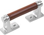 Belwith-Keeler Reserve 3" (76mm) Center-to-Center Cabinet Pull (Satin Nickel with Brown Leather)
