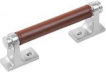 Belwith-Keeler Reserve 3-3/4" (96mm) Center-to-Center Cabinet Pull (Satin Nickel with Brown Leather)