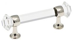 Belwith Keeler Luster 3" (76mm) Center-to-Center Cabinet Pull (Clear Glass/Polished Chrome)
