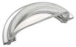 Belwith Keeler Luster 3" (76mm) Center-to-Center Cabinet Cup/Bin Pull (Clear Glass/Polished Chrome)