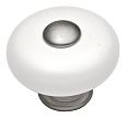 Hickory Hardware Tranquility 1-1/4" (32mm) Cabinet Knob (Satin Nickel/White)