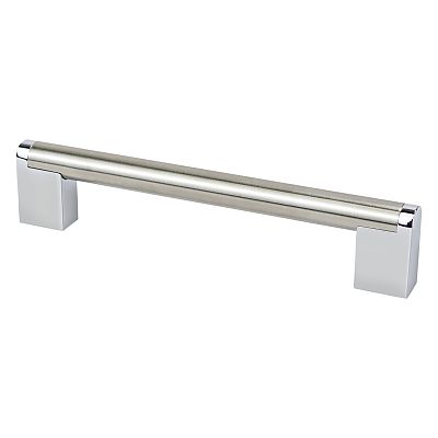 Berenson Studio Remix 6-5/16" (160mm) Center-to-Center Pull (Brushed Nickel/Polished Chrome)
