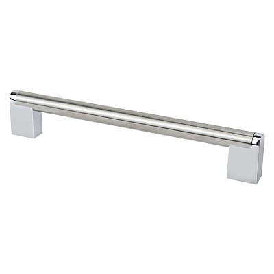 Berenson Studio Remix 7-9/16" (192mm) Center-to-Center Pull (Brushed Nickel/Polished Chrome)