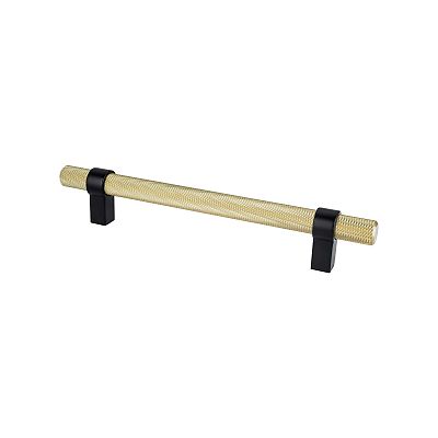 Berenson Radial Reign 6-5/16" (160mm) Center-to-Center Cabinet Pull (Modern Brushed Gold/Matte Black)