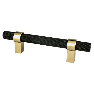 Berenson Radial Reign 3-3/4" (96mm) Center-to-Center Cabinet Pull (Matte Black/Modern Brushed Gold)