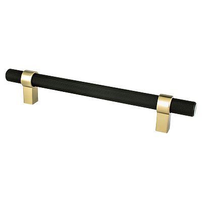 Berenson Radial Reign 6-5/16" (160mm) Center-to-Center Cabinet Pull (Matte Black/Modern Brushed Gold)