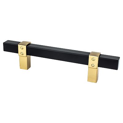 Berenson Rivet Rebel 3-3/4" (96mm) Center-to-Center Cabinet Pull (Matte Black and Modern Brushed Gold)