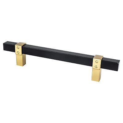Berenson Rivet Rebel 5" (128mm) Center-to-Center Cabinet Pull (Matte Black and Modern Brushed Gold)