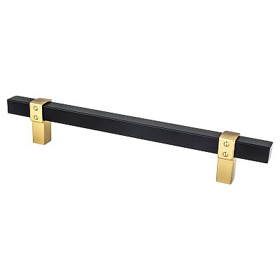 Berenson Rivet Rebel 6-5/16" (160mm) Center-to-Center Cabinet Pull (Matte Black and Modern Brushed Gold)