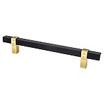 Berenson Rivet Rebel 6-5/16" (160mm) Center-to-Center Cabinet Pull (Matte Black and Modern Brushed Gold)