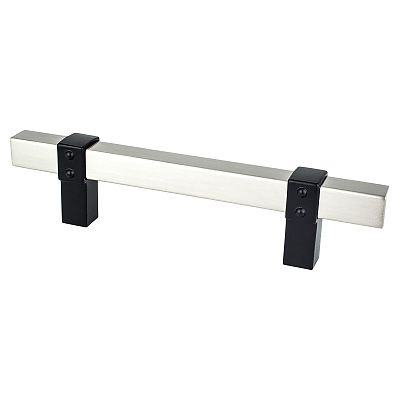 Berenson Rivet Rebel 3-3/4" (96mm) Center-to-Center Cabinet Pull (Brushed Nickel and Matte Black)