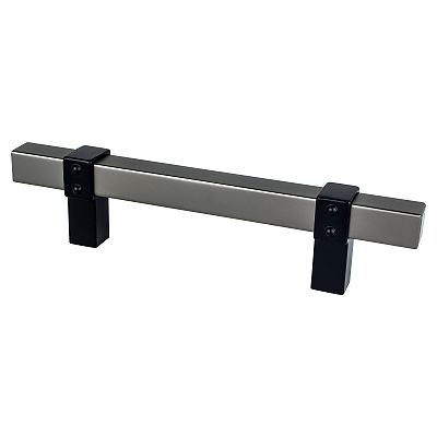 Berenson Rivet Rebel 3-3/4" (96mm) Center-to-Center Cabinet Pull (Slate and Matte Black)