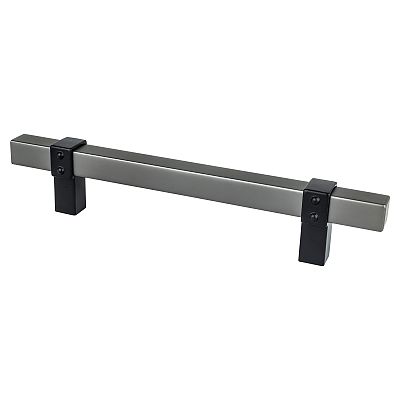 Berenson Rivet Rebel 5" (128mm) Center-to-Center Cabinet Pull (Slate and Matte Black)