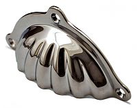 Cal Crystal Solid Brass 3-15/16" (100mm) Scalloped Bin Pull (Polished Nickel)