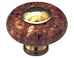 Cal Crystal Natural Marble 1-1/2" (38mm) Cabinet Knob - Polished Brass Ferrule (Red)