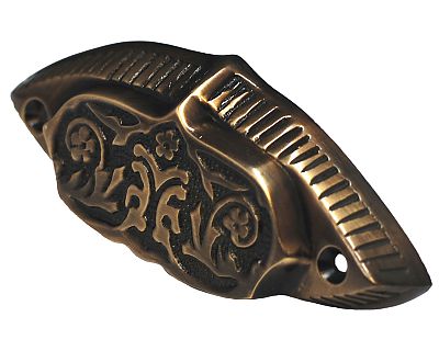 Cal Crystal Vintage Brass 3" (76mm) Center-to-Center Jefferson Cabinet Cup/Bin Pull (Antique Brass)