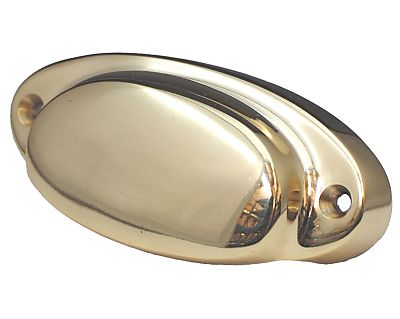 Cal Crystal Vintage Brass 3-1/16" (78mm) Center-to-Center  Mission Cabinet Cup/Bin Pull (Polished Brass)