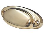 Cal Crystal Vintage Brass 3-1/16" (78mm) Center-to-Center  Mission Cabinet Cup/Bin Pull (Polished Brass)