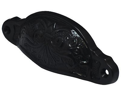 Cal Crystal Vintage Brass 3-3/4" (96mm) Center-to-Center Ornate Cabinet Cup/Bin Pull (Oil Rubbed Bronze)