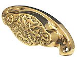 Cal Crystal Vintage Brass 3-3/4" (96mm) Center-to-Center Georgian Vine Cabinet Cup/Bin Pull (Polished Brass)