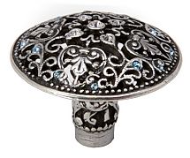 Carpe Diem Julian Grace 1-13/16" (46mm)  Large Knob with Aqua/Clear Swarovski Crystals