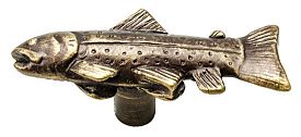 Carpe Diem Oak Hollow - Lodge 3-3/4" (96mm) Large Trout Cabinet Knob-Left Facing