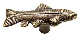 Carpe Diem Oak Hollow - Lodge 3-3/4" (96mm) Large Trout Cabinet Knob-Right Facing