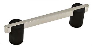 Colonial Bronze 3-1/2" (89mm) Center-to-Center Solid Brass Cabinet Pull (Matte Satin Black w/ Polished Nickel)