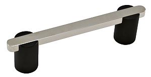 Colonial Bronze 3-1/2" (89mm) Center-to-Center Solid Brass Cabinet Pull (Matte Satin Black w/ Polished Nickel)