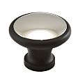 Colonial Bronze 1-1/4" (32mm) Solid Brass Cabinet Knob (Matte Satin Black w/ Polished Nickel)