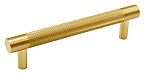Colonial Bronze Single Knurl 4" (102mm) Center-to-Center Solid Brass Cabinet Pull (Satin Brass)