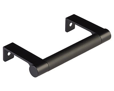 Emtek Select 3-3/4" (96mm) Center-to-Center Round Knurled Cabinet Edge Pull (Flat Black)