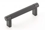 Emtek Select 3-1/2" (89mm) Center-to-Center Knurled Cabinet Pull (Flat Black)