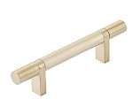 Emtek Select 3-1/2" (89mm) Center-to-Center Smooth Cabinet Bar Pull (Satin Brass)