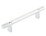 Emtek Select 5" (128mm) Center-to-Center Knurled Cabinet Bar Pull (Polished Chrome)